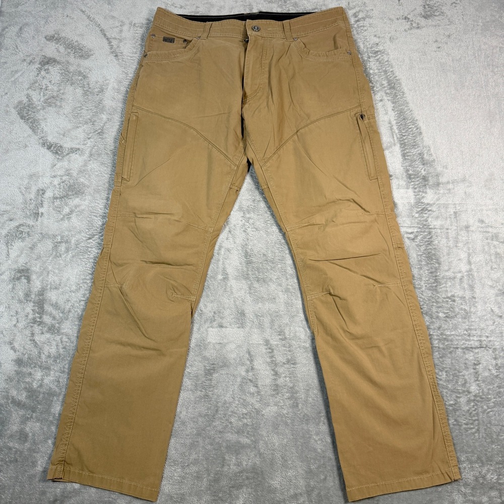 Kuhl Mens 34x32 Rydr Pants Khaki Tan Articulated Knee Outdoor Hiking Utility